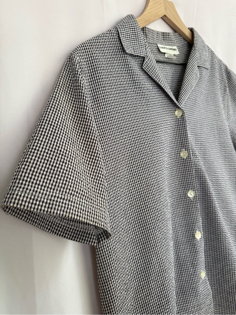 Cathy Daniels Vintage 90s Textured Black/White Gingham Button-Up